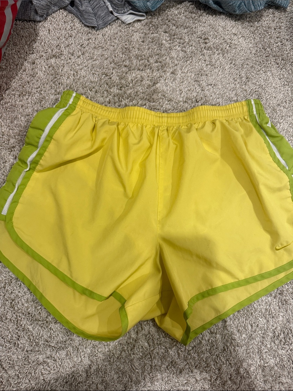 Nike Yellow Athletic Shorts with Lime Accents